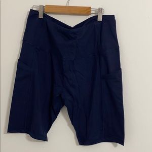 Navy Blue High Waisted Biker Shorts